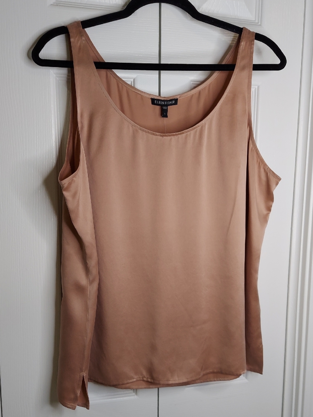 Eileen Fisher Tank, New!Size L, Silk Charmeuse, Pink Shell - Picture 4 of 10